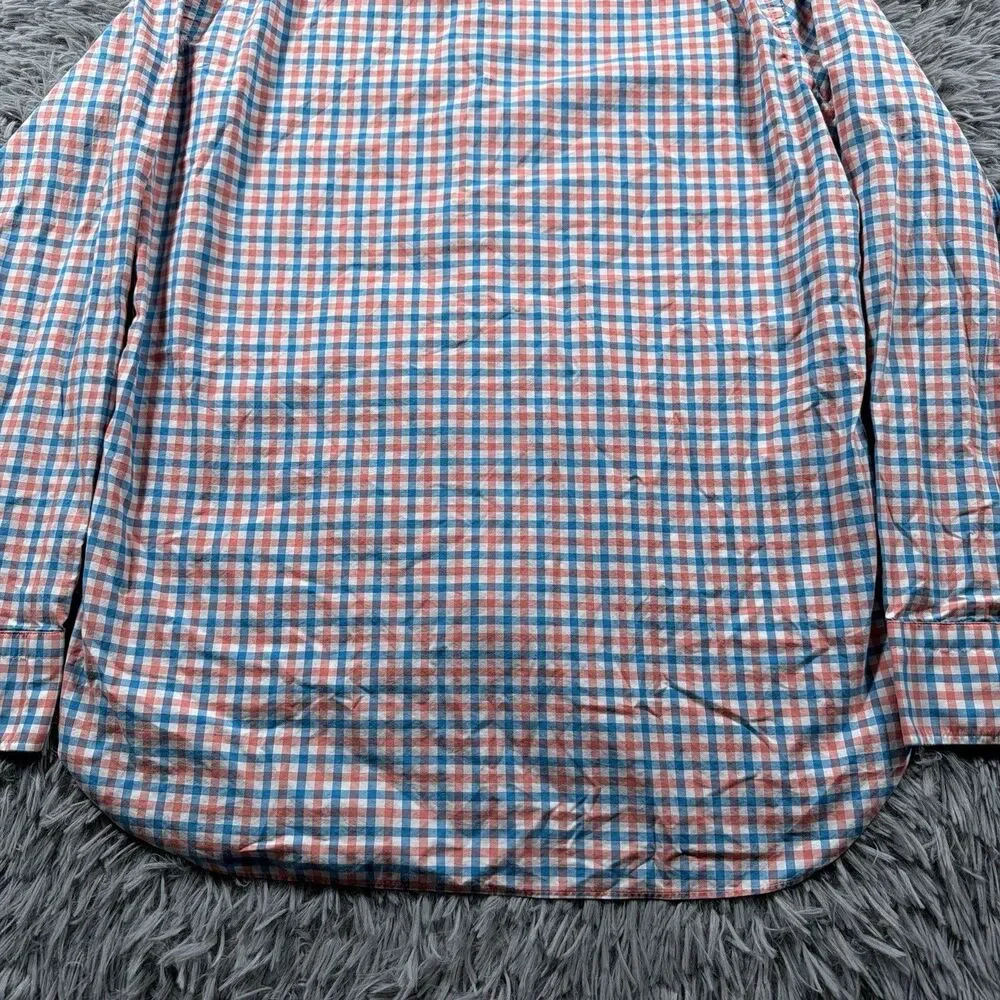 J Crew Shirt Medium Red Blue Button Up Ludlow Gingham Check Preppy Office Mens